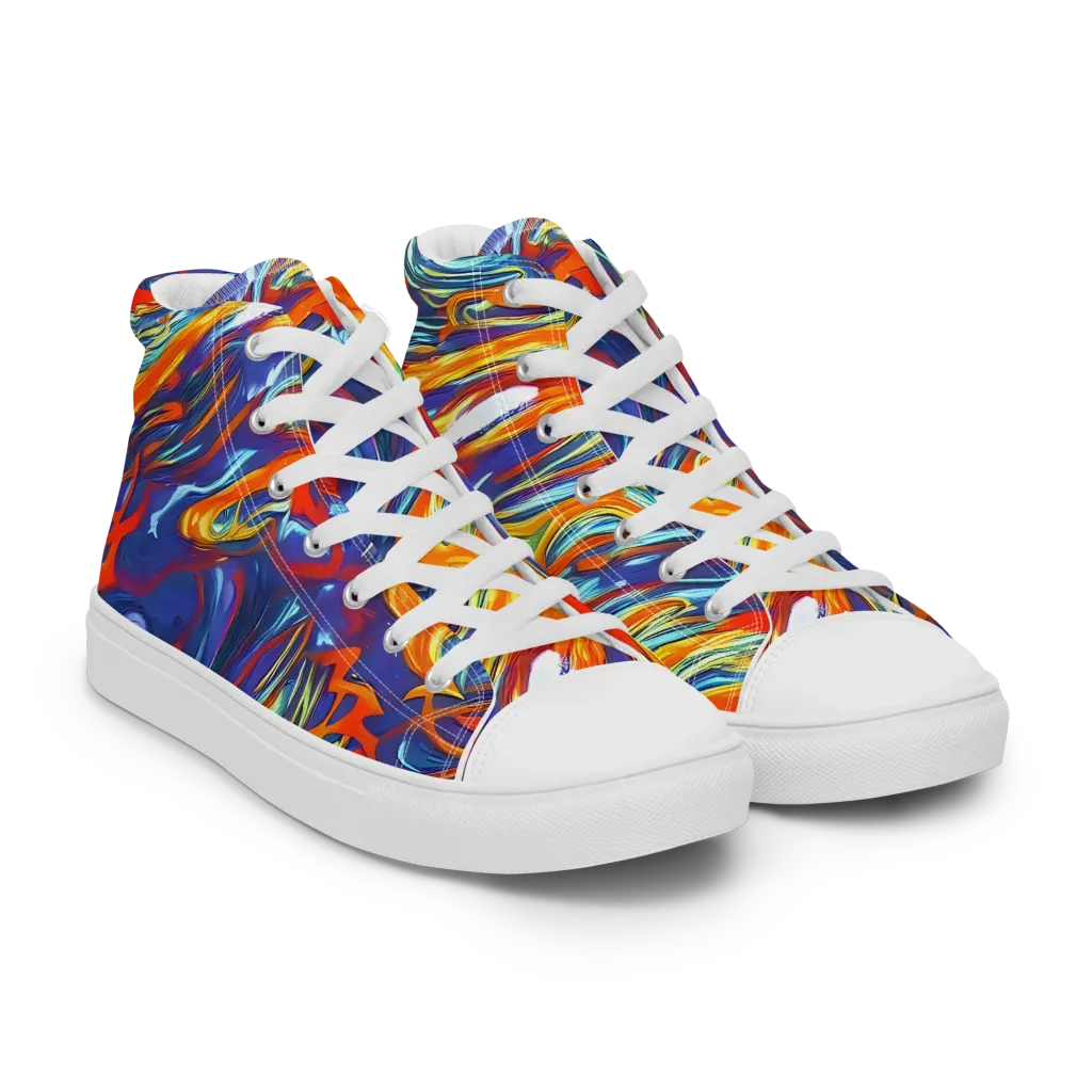 Galactic Ember on Men's High Top Canvas Shoes — Right Front