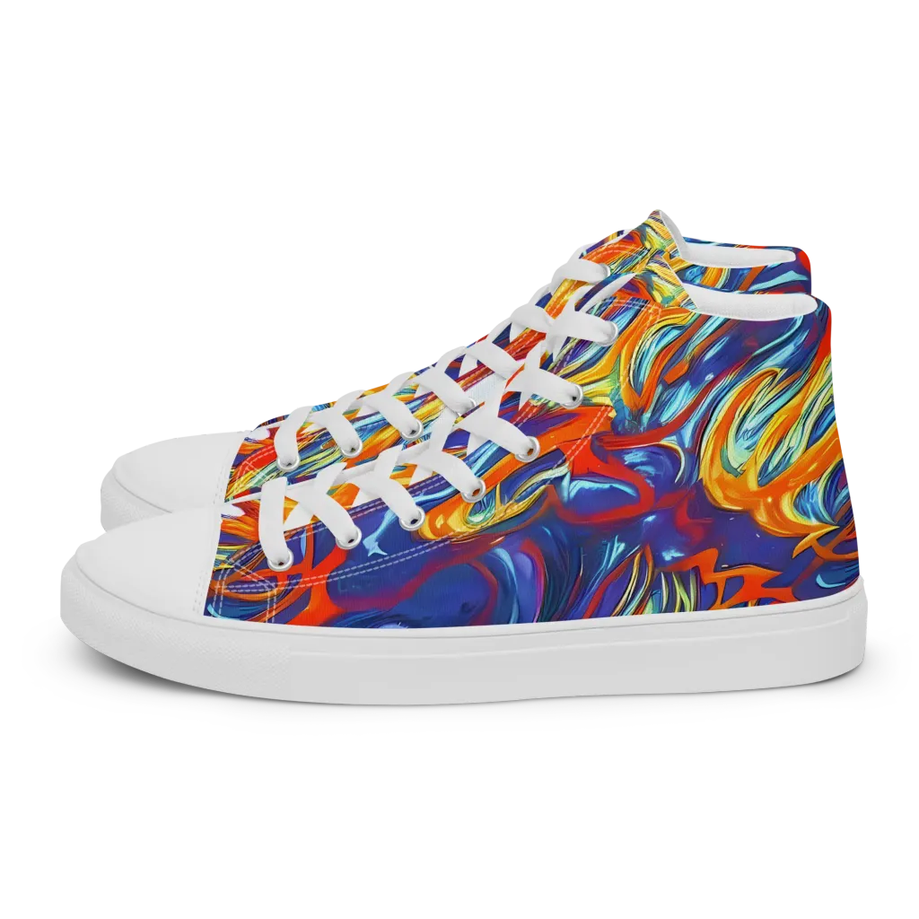 Galactic Ember on Men's High Top Canvas Shoes — Left