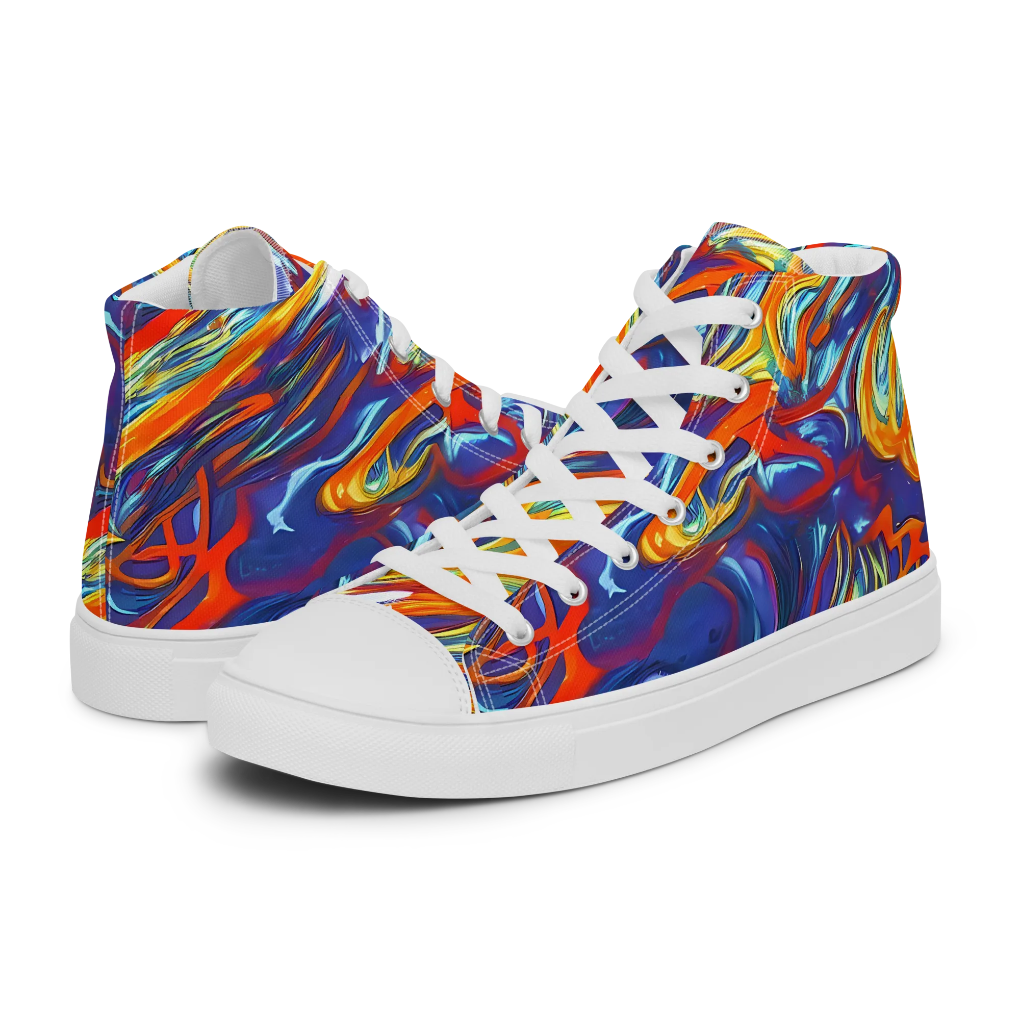 Galactic Ember on Men's High Top Canvas Shoes — Left
