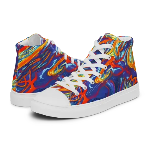 Galactic Ember on a Men's High Top Canvas Shoes