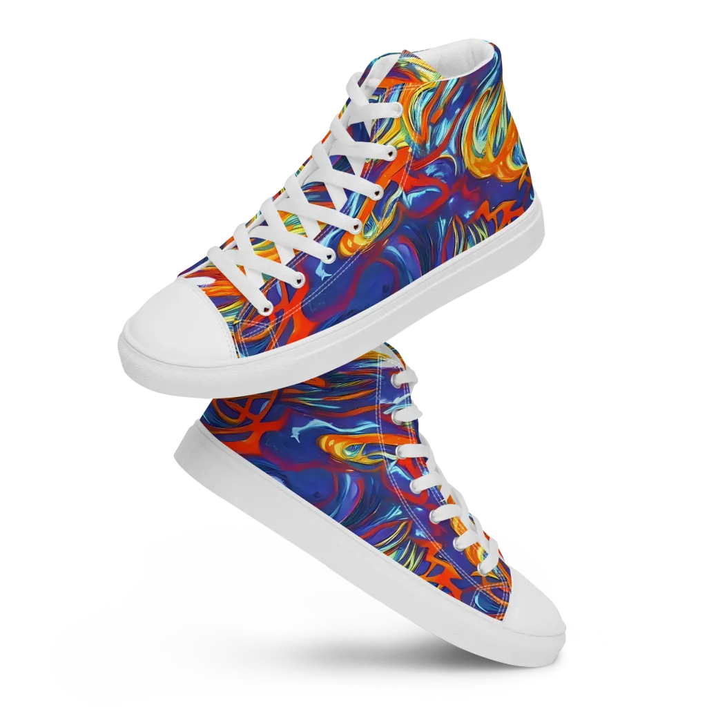 Galactic Ember on Men's High Top Canvas Shoes — Front