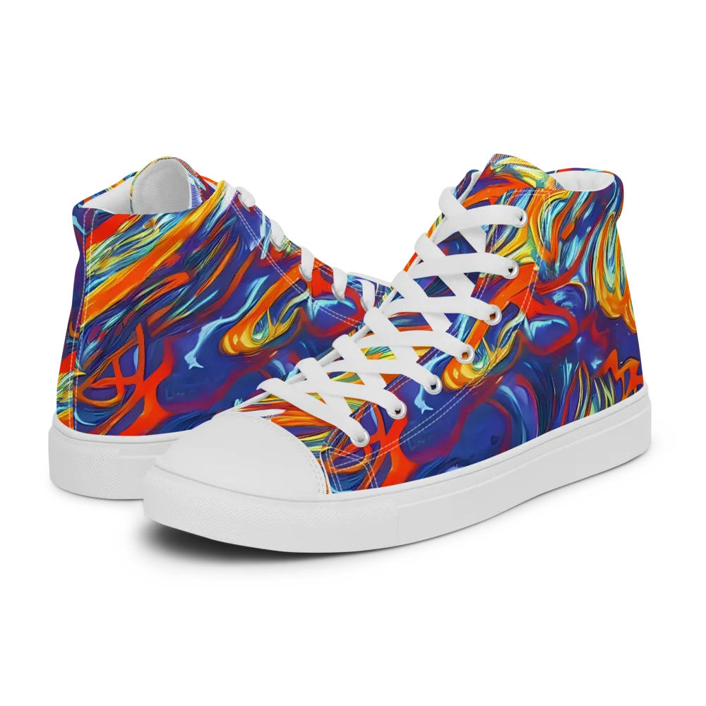 Galactic Ember on Women's High Top Canvas Shoes — Left