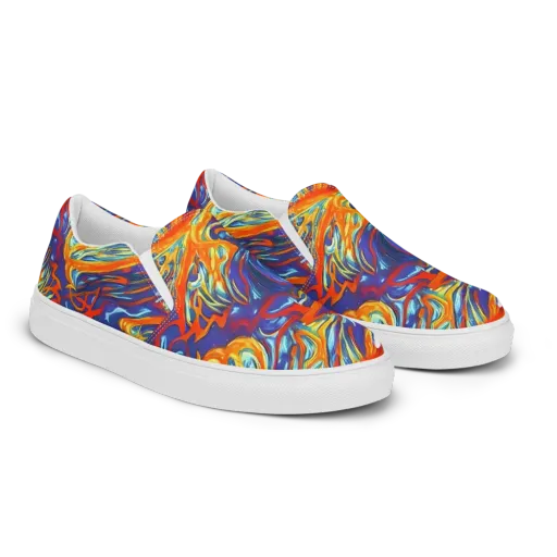 Galactic Ember on a Men's Slip-On Canvas Shoes