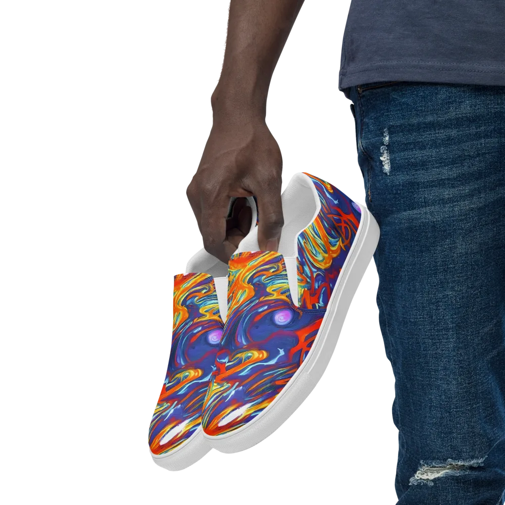 Galactic Ember on Men's Slip-On Canvas Shoes — Left Front