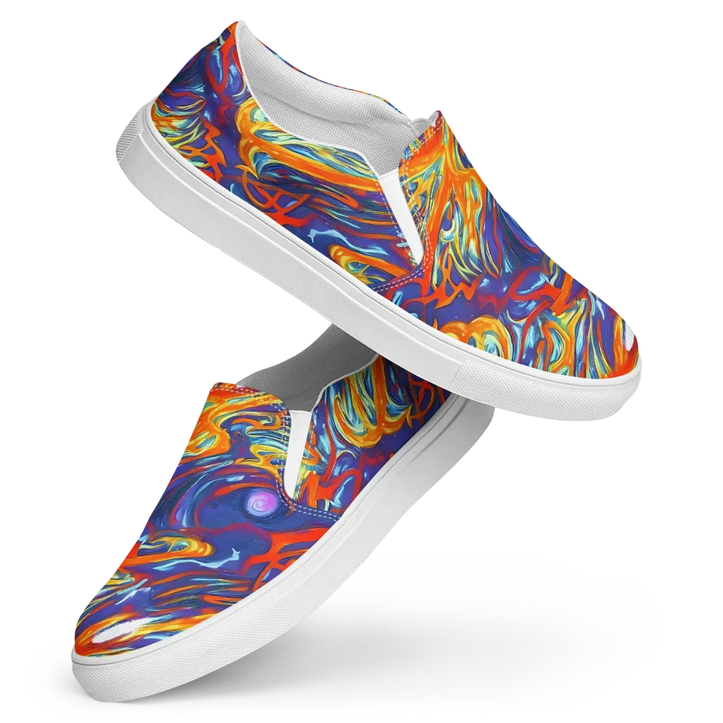 Galactic Ember on Women's Slip-On Canvas Shoes — Front