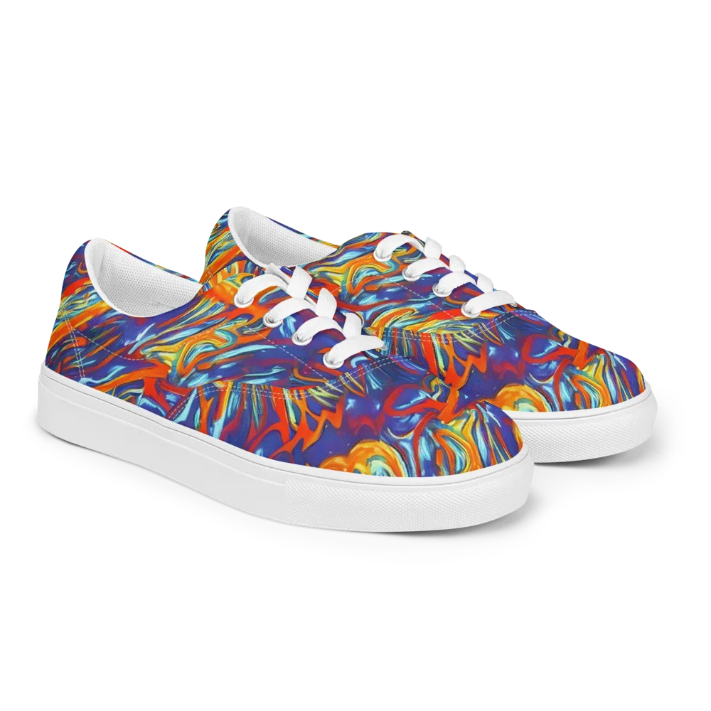 Galactic Ember on Men's Lace-Up Canvas Shoes — Right Front