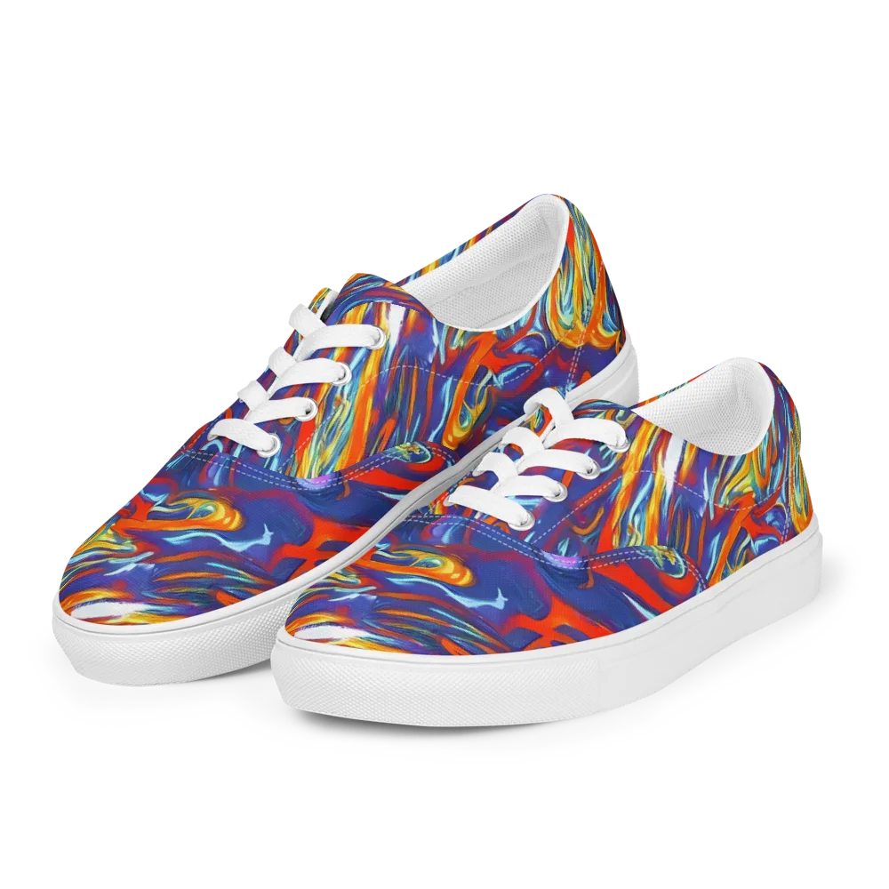 Galactic Ember on Men's Lace-Up Canvas Shoes — Left Front