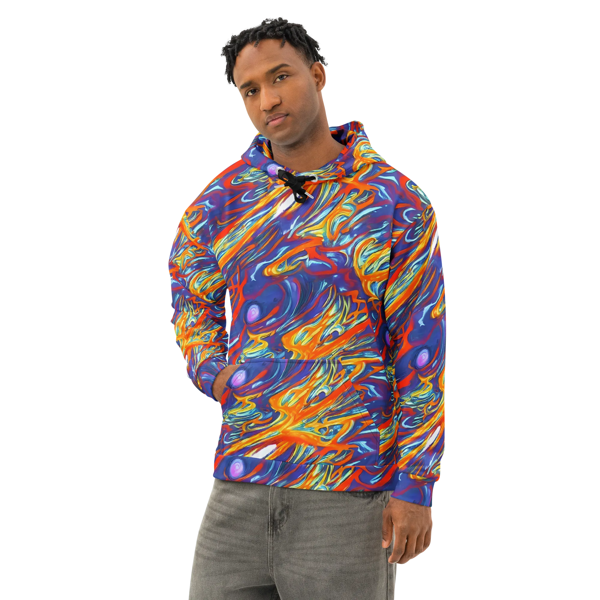 Galactic Ember on Cotton Hoodie — Left Front
