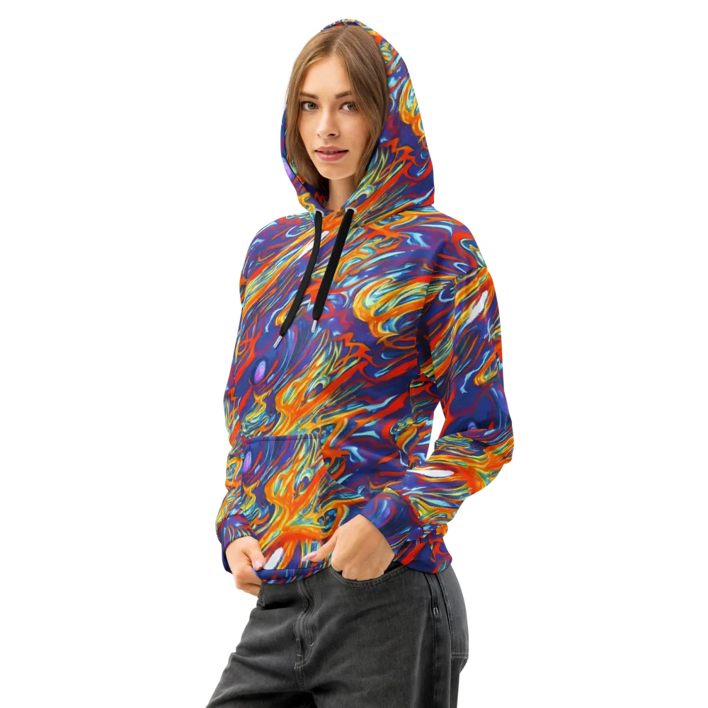 Galactic Ember on Cotton Hoodie — Left Front