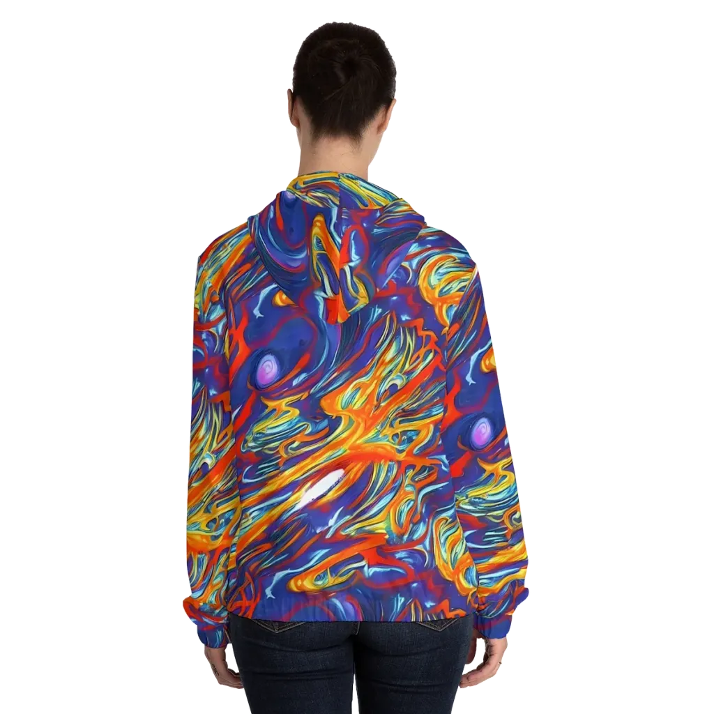 Galactic Ember on Women's Full-Zip Hoodie — Back On Person