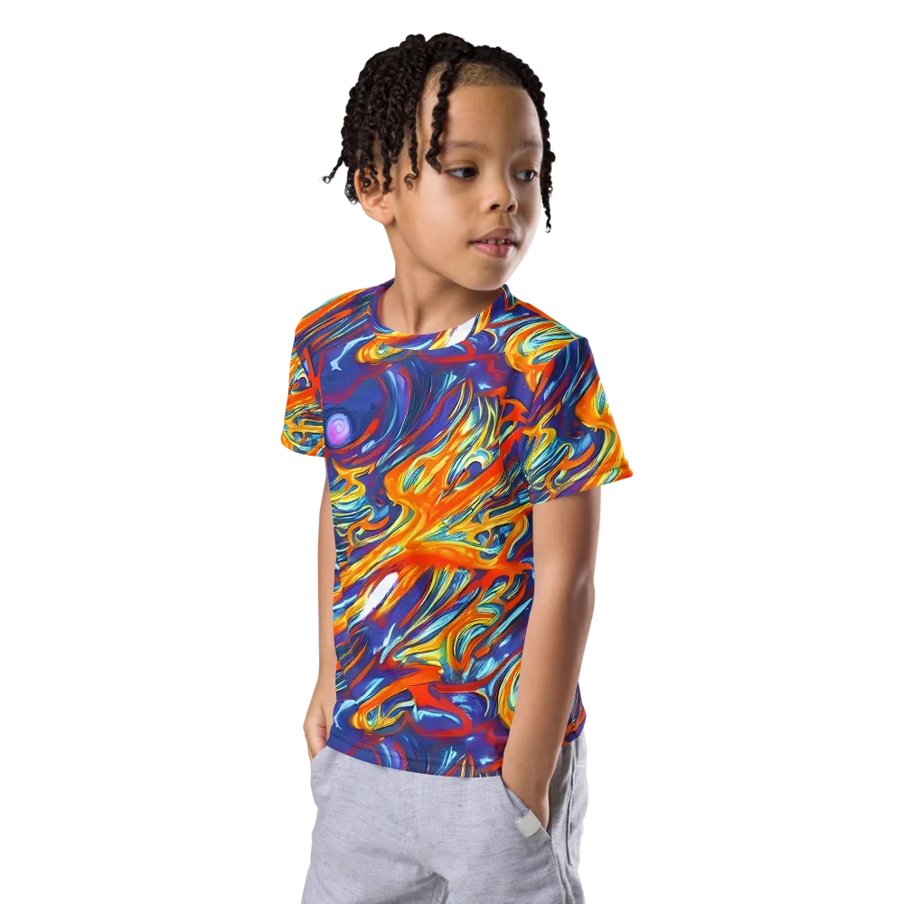 Galactic Ember on Kids Crew Neck T-Shirt — Left Front