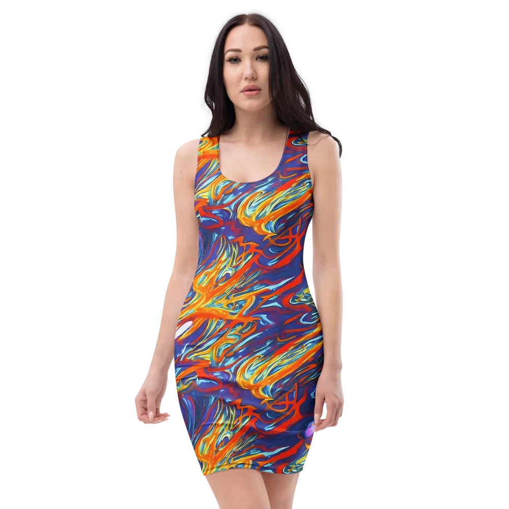 Galactic Ember on Bodycon Dress — Front