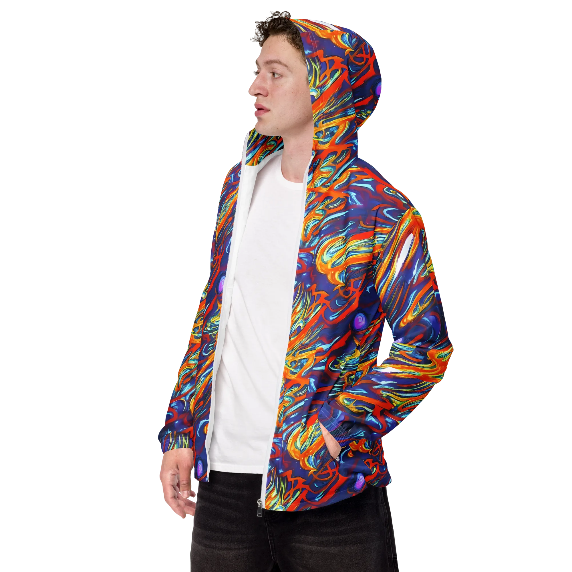 Galactic Ember on Men's Windbreaker — Left Front