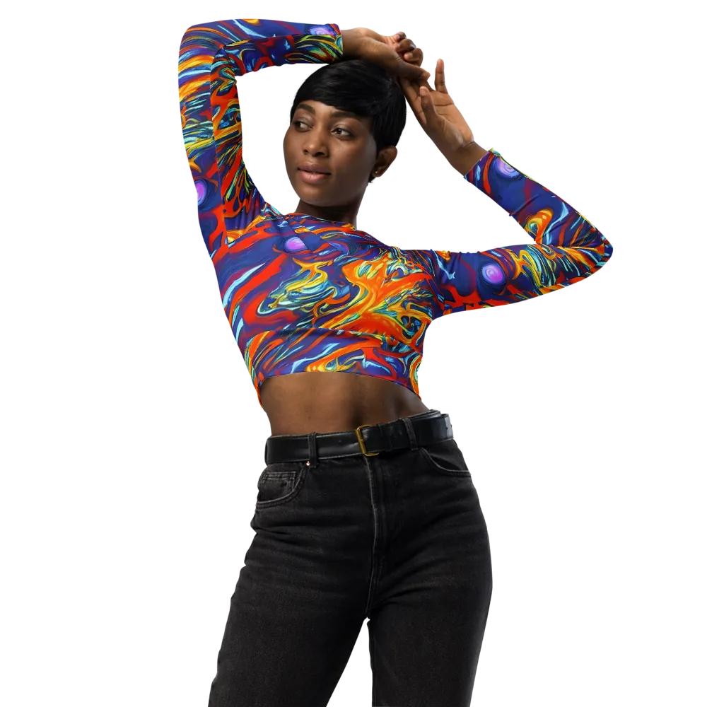 Galactic Ember on Long Sleeve Crop Top — Front