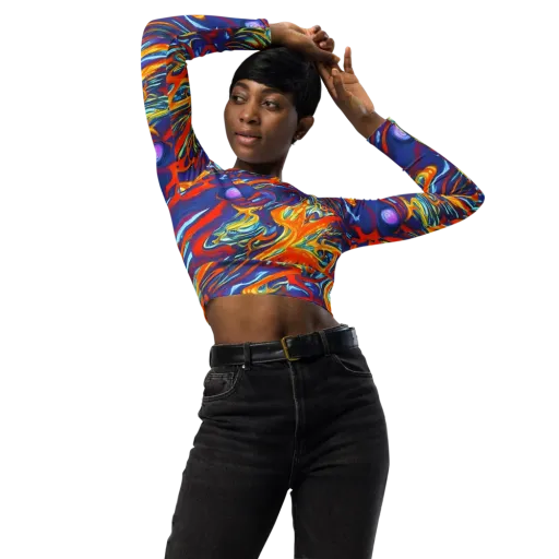 Galactic Ember on a Long Sleeve Crop Top