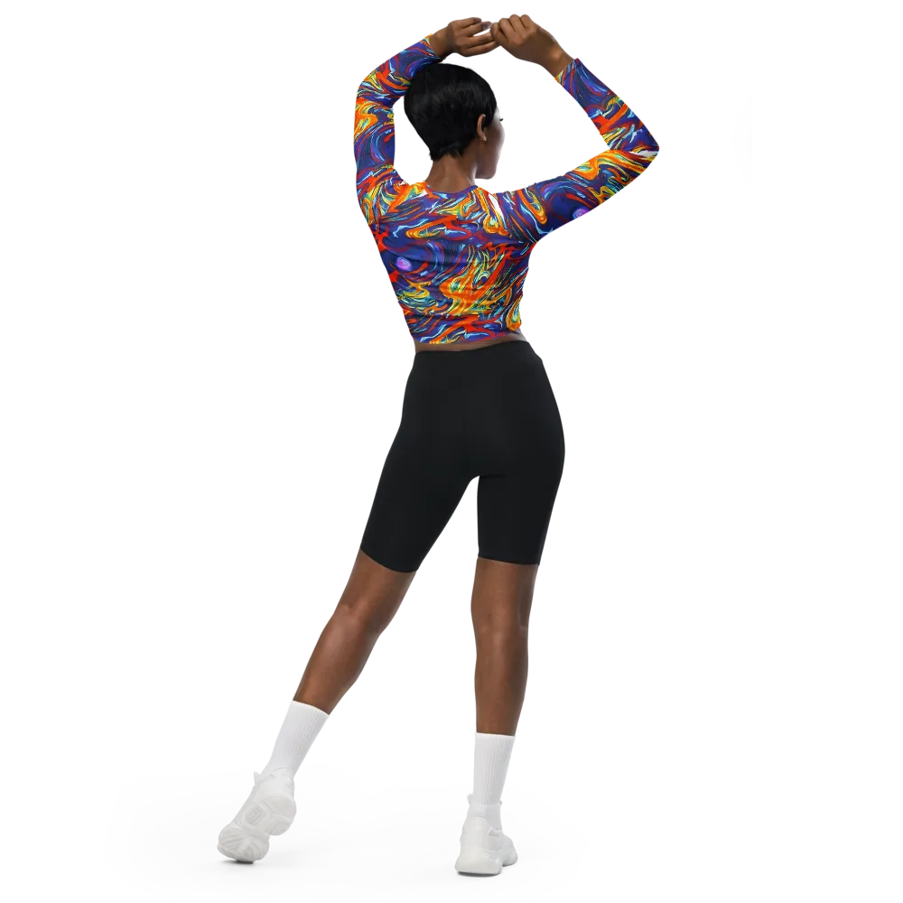 Galactic Ember on Long Sleeve Crop Top — Back