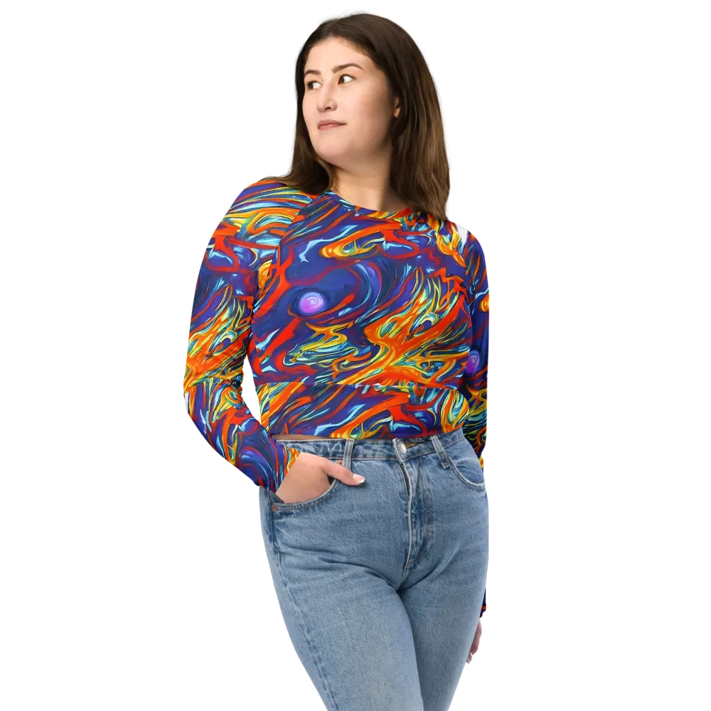 Galactic Ember on Long Sleeve Crop Top — Front