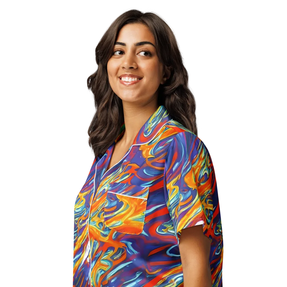 Galactic Ember on Women's Short Sleeve Pajama Top — Left Front