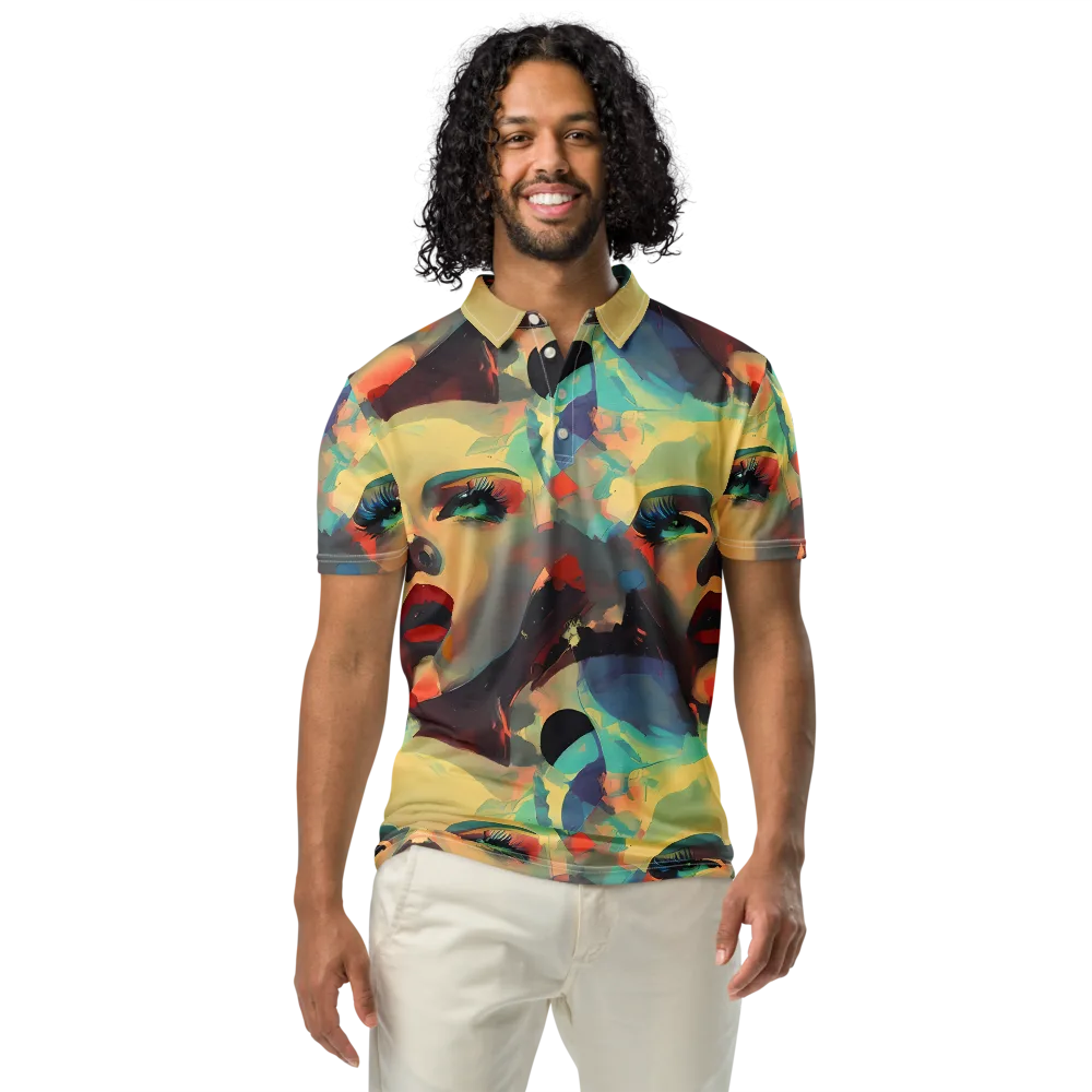 Astral Reflections on Men's Slim Fit Polo Shirt — Front
