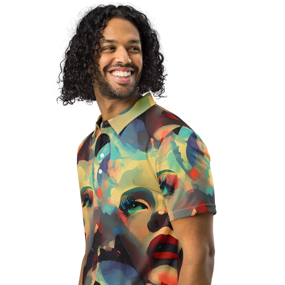 Astral Reflections on Men's Slim Fit Polo Shirt — Left Front
