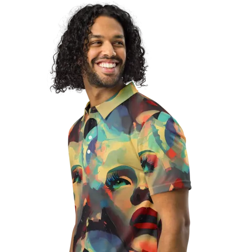 Astral Reflections on a Men's Slim Fit Polo Shirt
