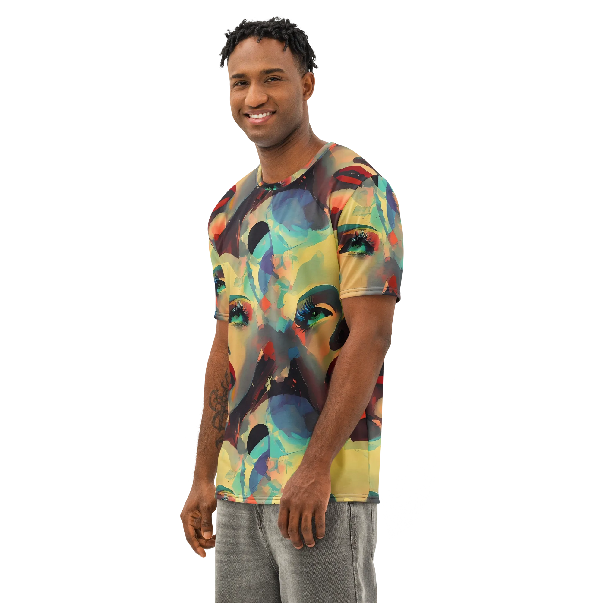 Astral Reflections on Men's Cotton Crew Neck T-Shirt — Left Front