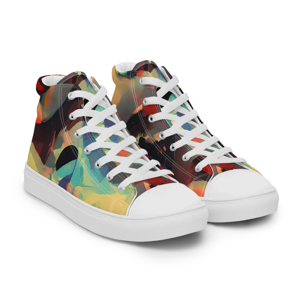 Astral Reflections on Men's High Top Canvas Shoes — Right Front