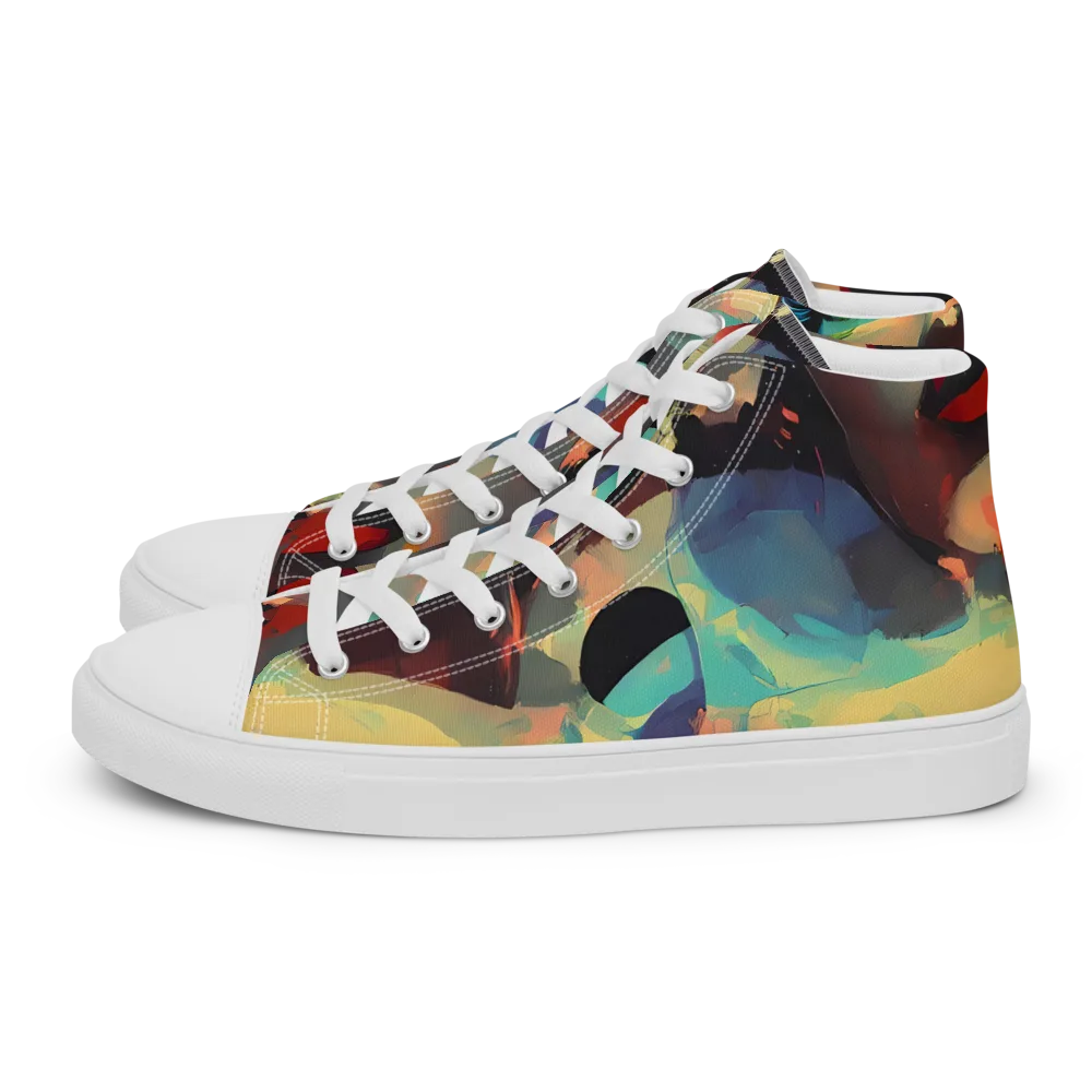 Astral Reflections on Men's High Top Canvas Shoes — Left