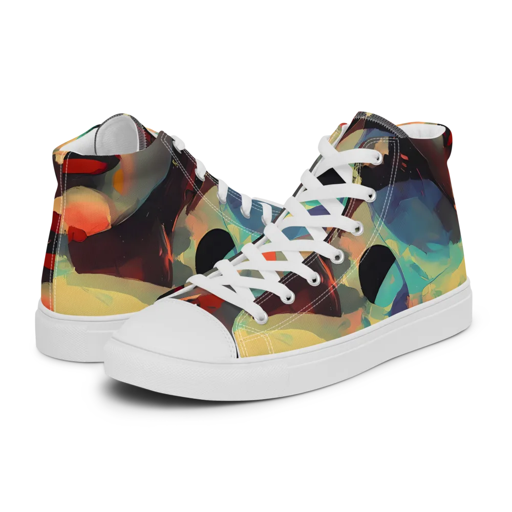 Astral Reflections on Men's High Top Canvas Shoes — Left