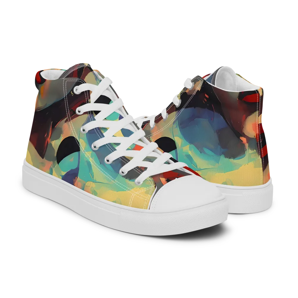 Astral Reflections on Men's High Top Canvas Shoes — Right