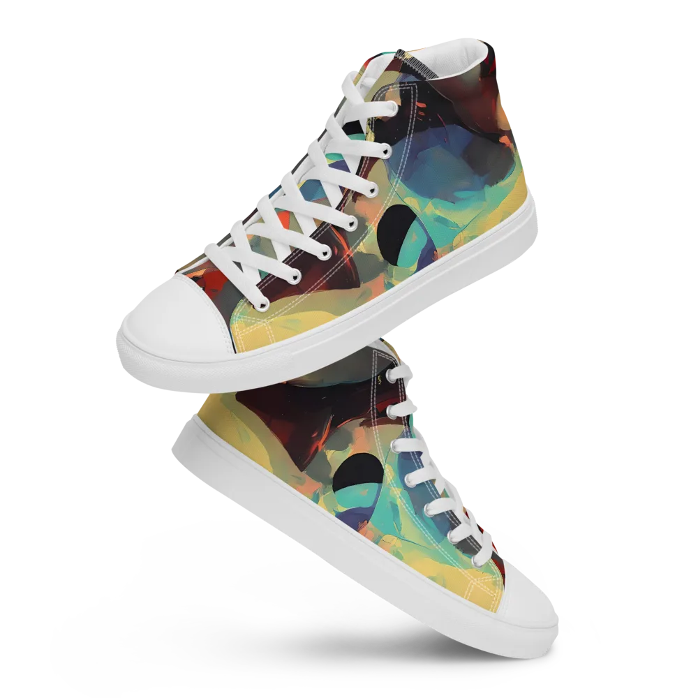 Astral Reflections on Men's High Top Canvas Shoes — Front