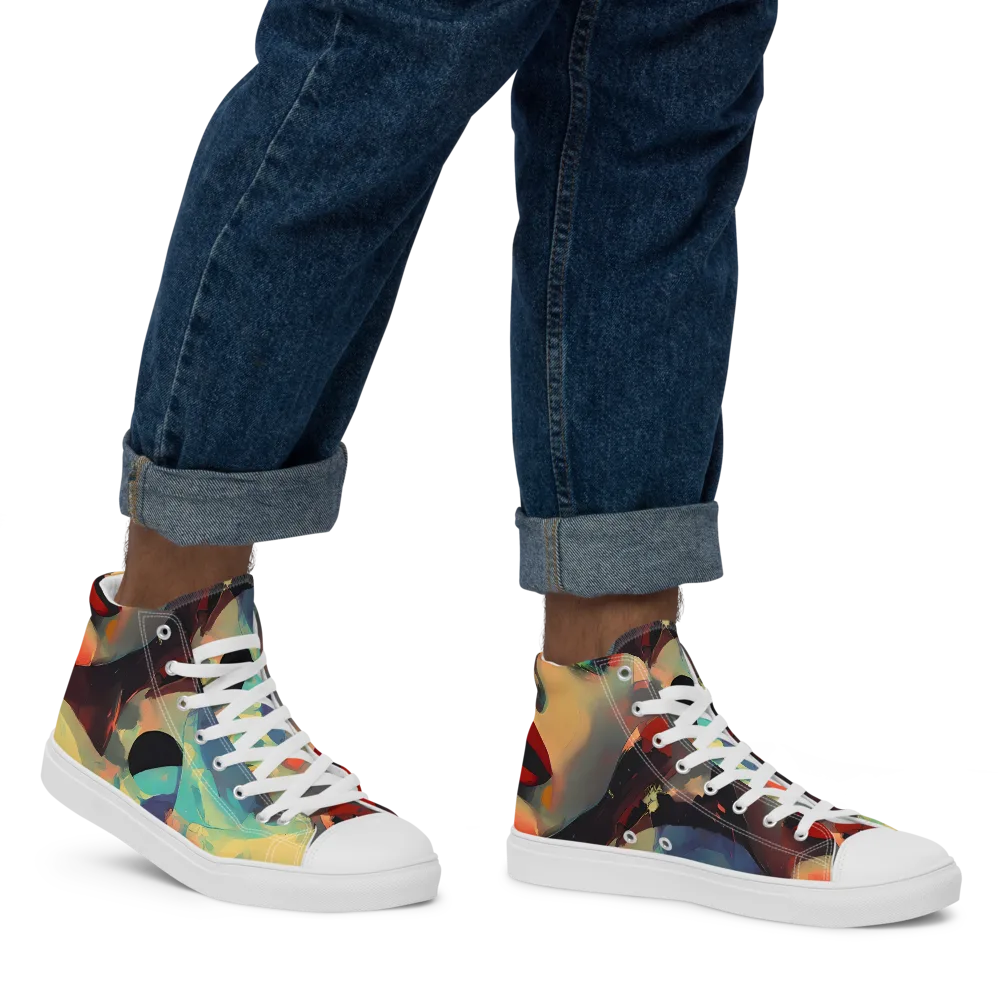 Astral Reflections on Men's High Top Canvas Shoes — Right