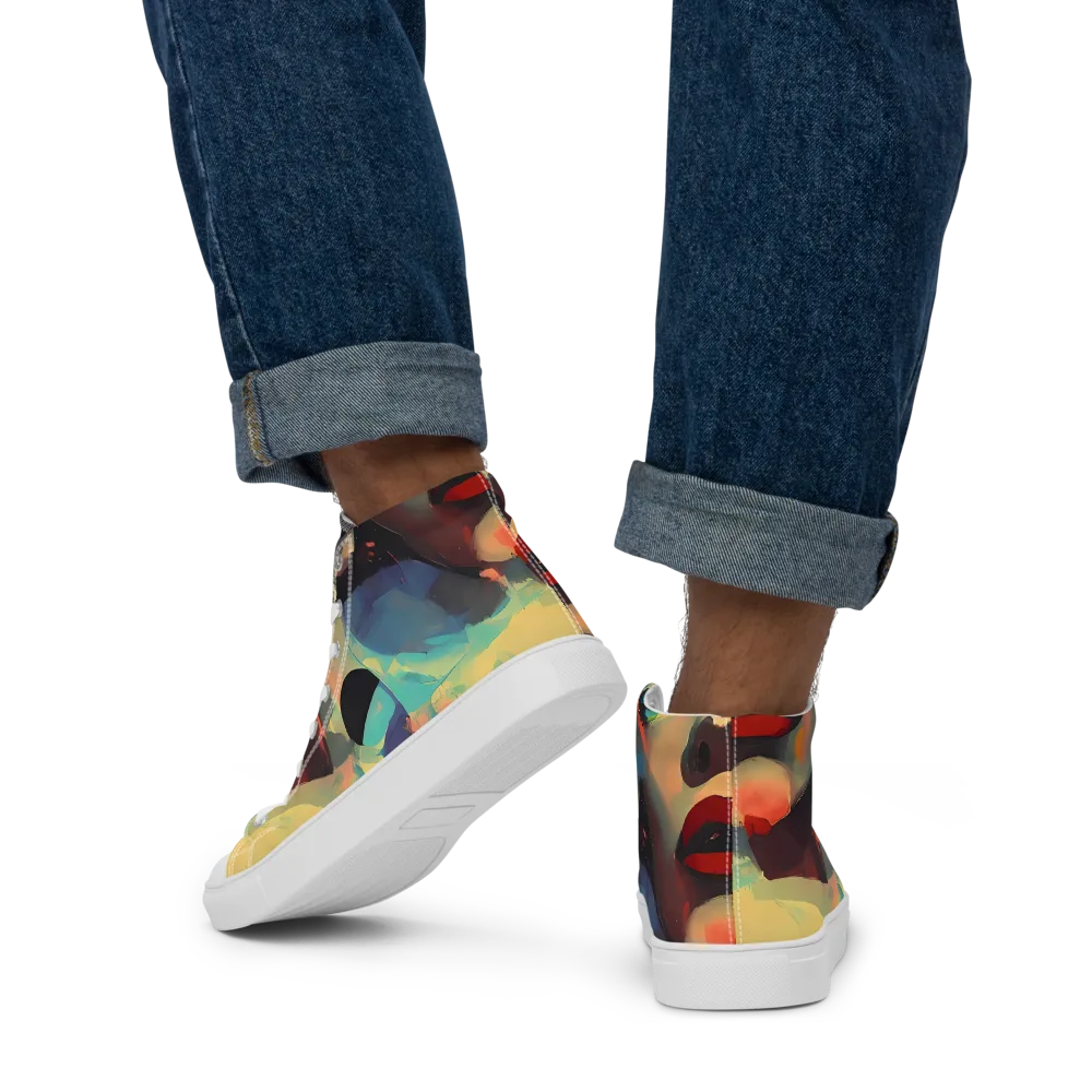 Astral Reflections on Men's High Top Canvas Shoes — Back