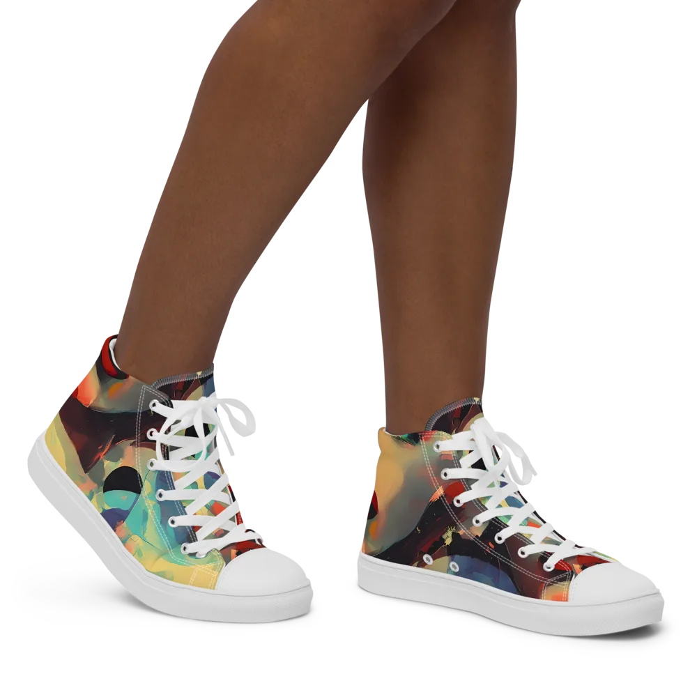 Astral Reflections on Women's High Top Canvas Shoes — Right