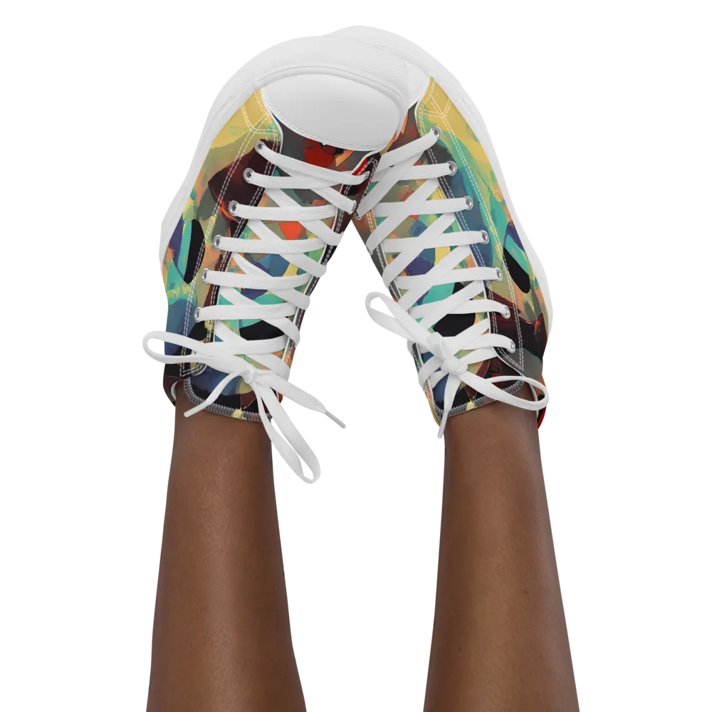 Astral Reflections on Women's High Top Canvas Shoes — Front