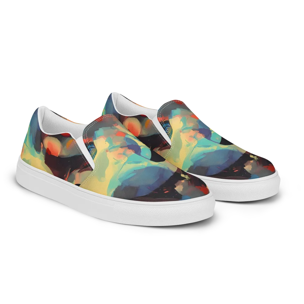 Astral Reflections on Men's Slip-On Canvas Shoes — Right Front