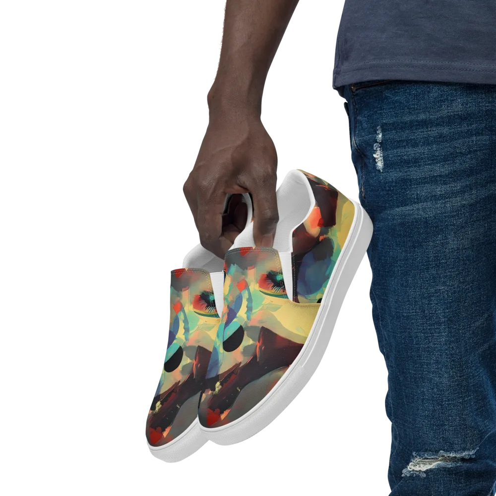 Astral Reflections on Men's Slip-On Canvas Shoes — Left Front