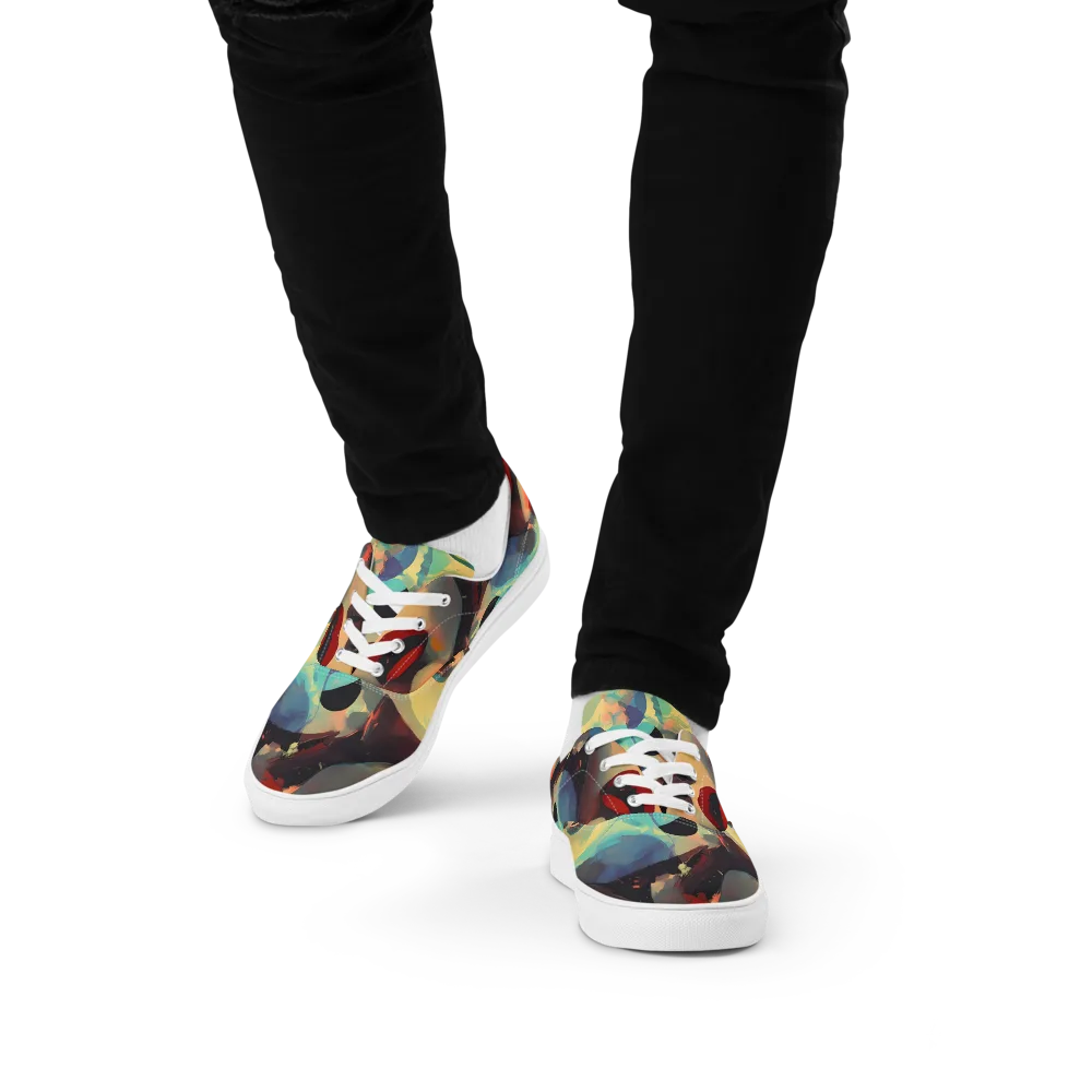 Astral Reflections on Men's Lace-Up Canvas Shoes — Front