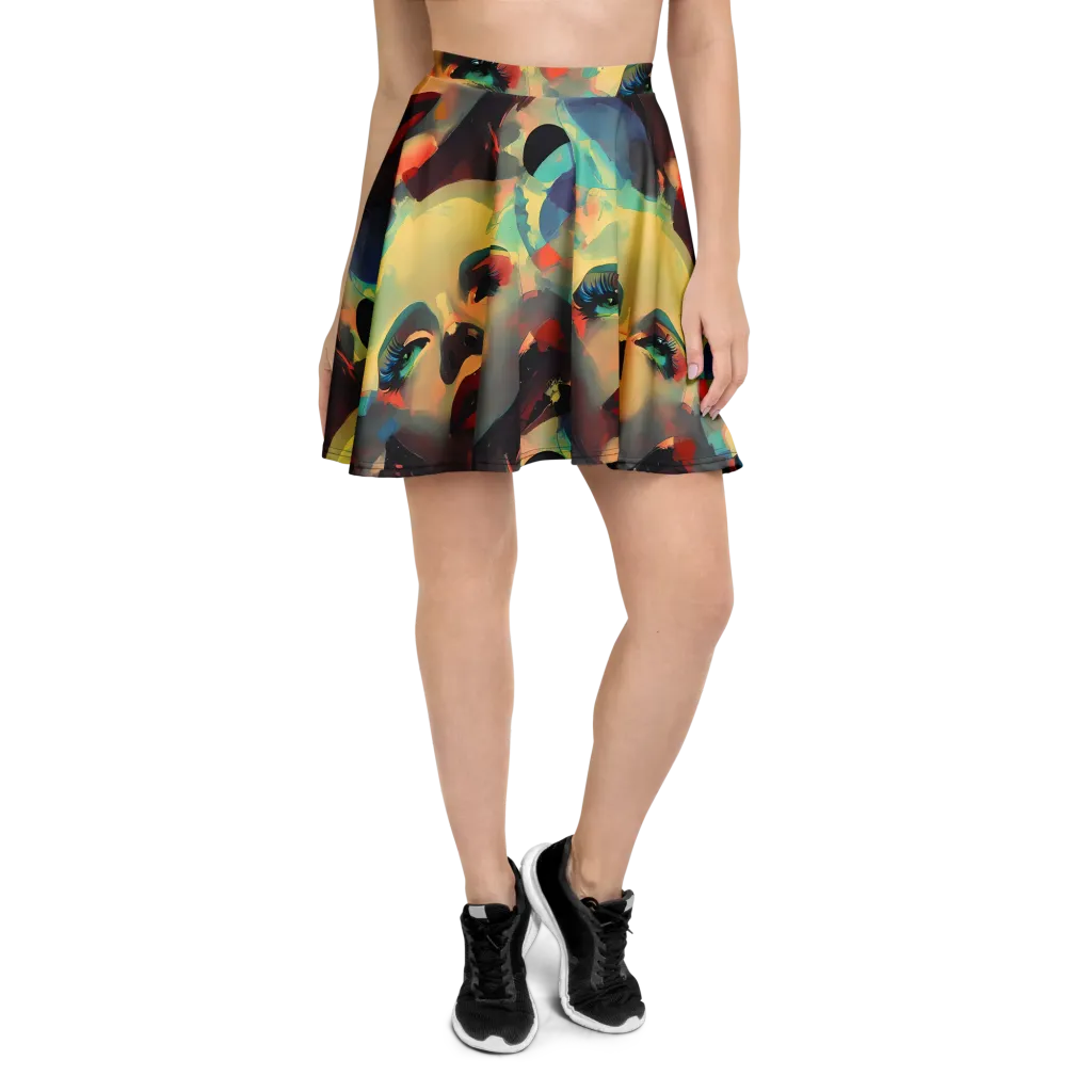 Astral Reflections on Skater Skirt — Front