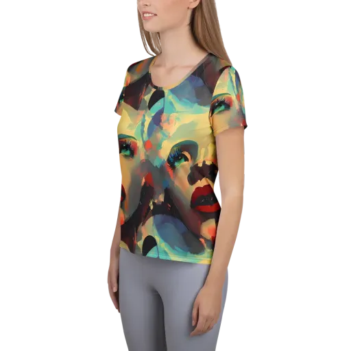 Astral Reflections on a Women's Athletic T-Shirt