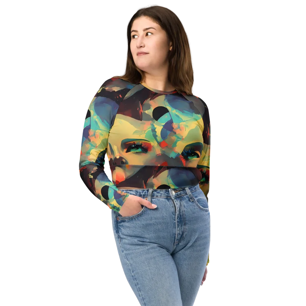Astral Reflections on Long Sleeve Crop Top — Front