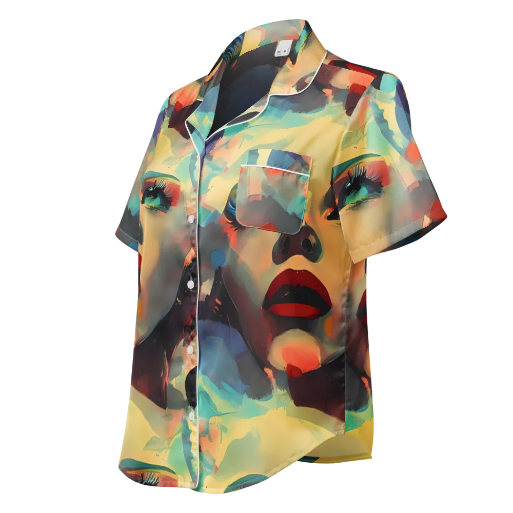 Astral Reflections on Women's Short Sleeve Pajama Top — Left Front