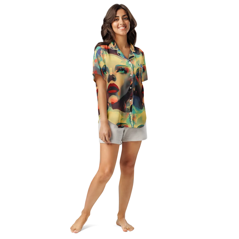 Astral Reflections on Women's Short Sleeve Pajama Top — Front