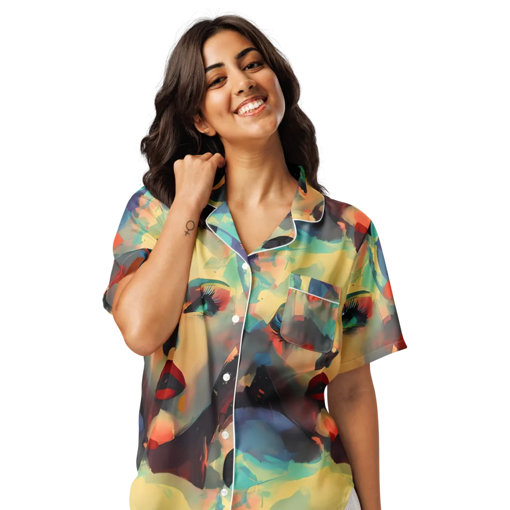 Astral Reflections on Women's Short Sleeve Pajama Top — Front