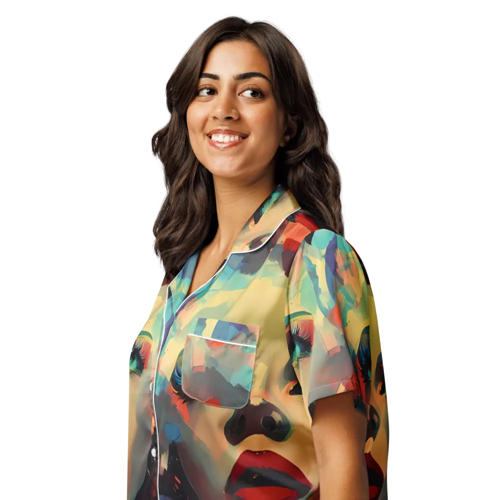 Astral Reflections on Women's Short Sleeve Pajama Top — Left Front