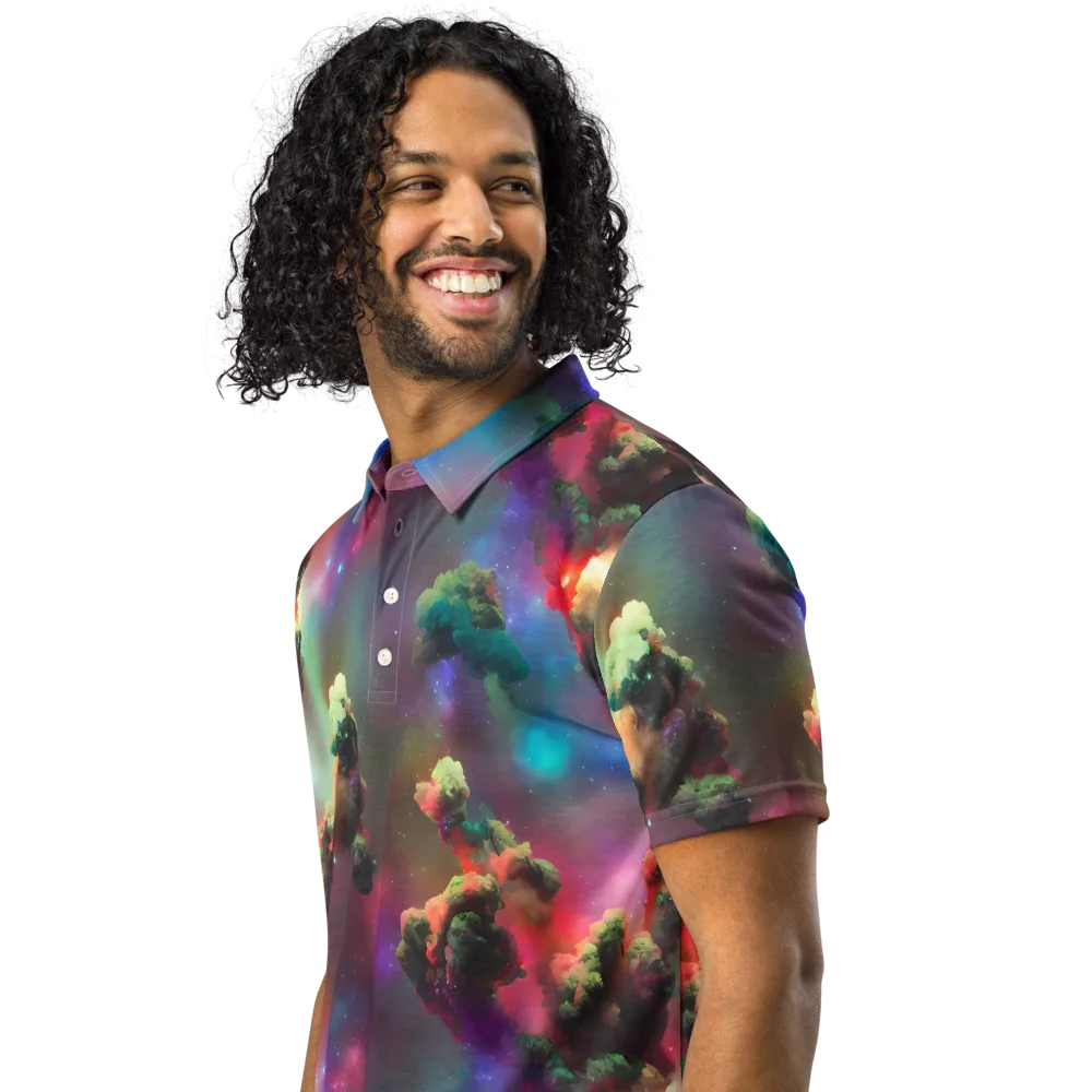 Nebula Dreams on Men's Slim Fit Polo Shirt — Left Front