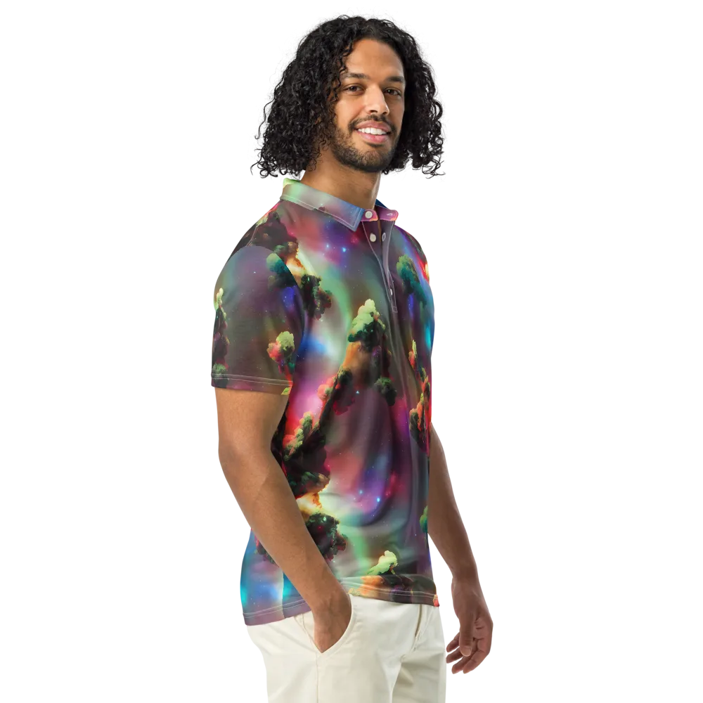 Nebula Dreams on Men's Slim Fit Polo Shirt — Right Front