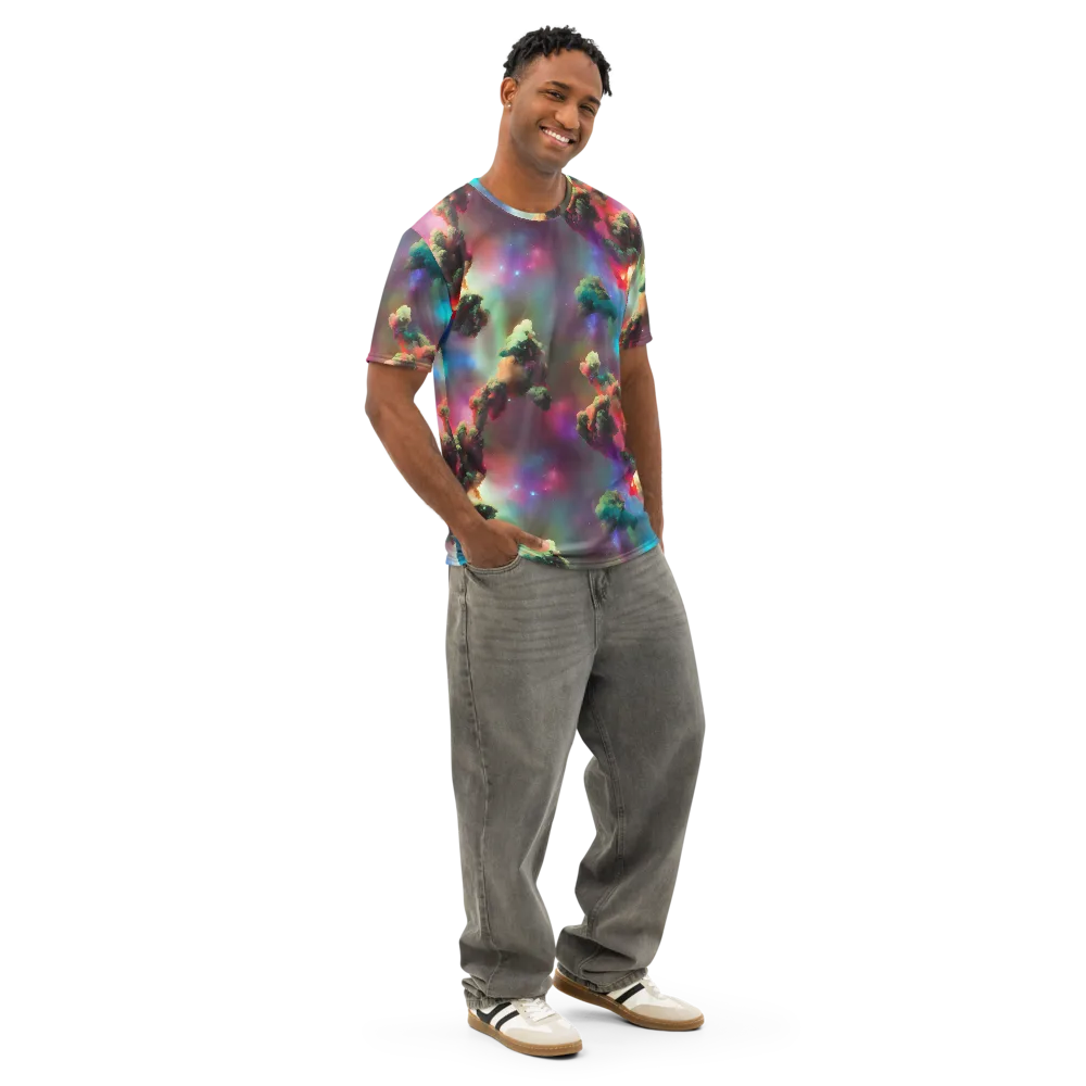 Nebula Dreams on Men's Cotton Crew Neck T-Shirt — Right Front