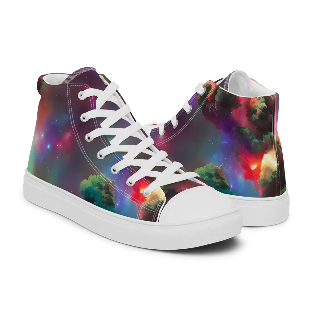Nebula Dreams on Men's High Top Canvas Shoes — Right