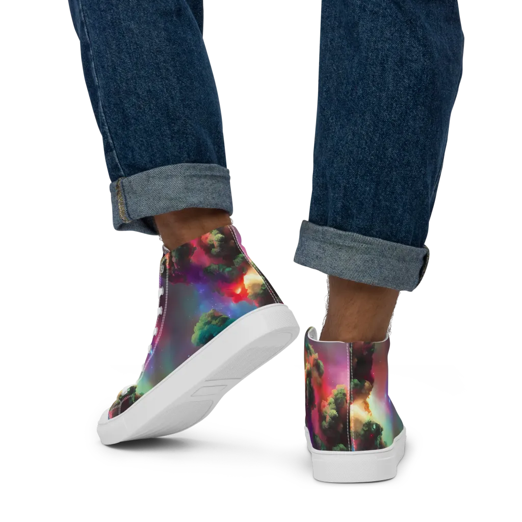 Nebula Dreams on Men's High Top Canvas Shoes — Back